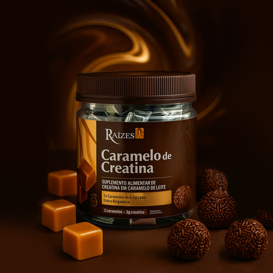 Caramelo de Creatina (Sabor Brigadeiro) – 60 Cápsulas Mastigáveis de 6,5g